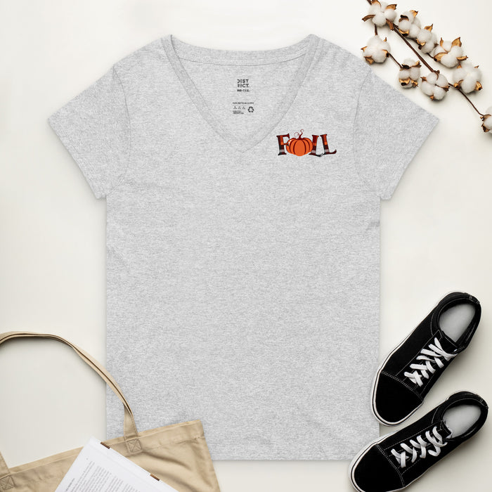 Fall Pumpkin Women’s Recycled V-neck T-Shirt - Bloom Seventy Seven