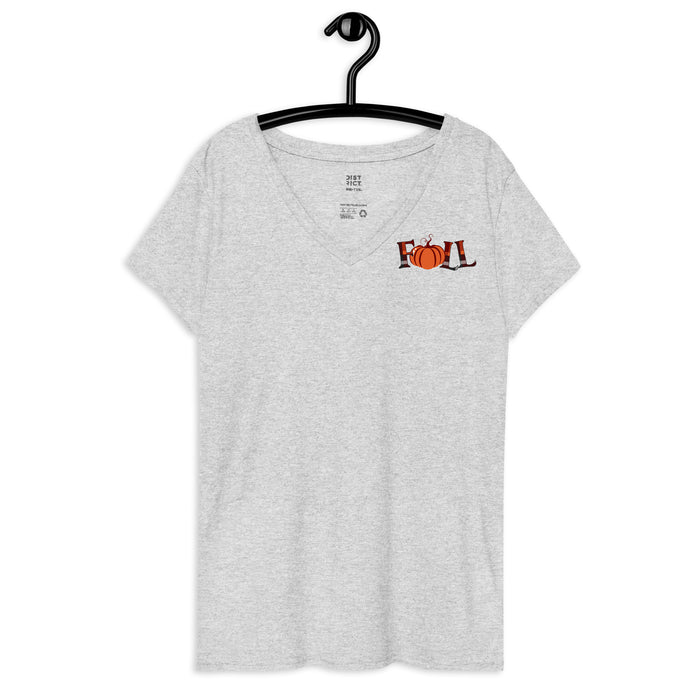 Fall Pumpkin Women’s Recycled V-neck T-Shirt - Bloom Seventy Seven