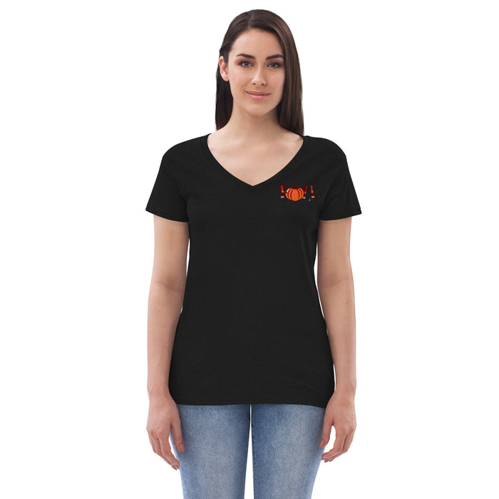 Fall Pumpkin Women’s Recycled V-neck T-Shirt - Bloom Seventy Seven