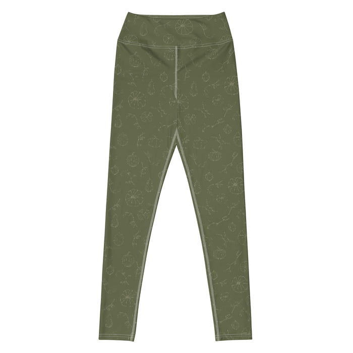 Fall Pumpkins Yoga Leggings - Green