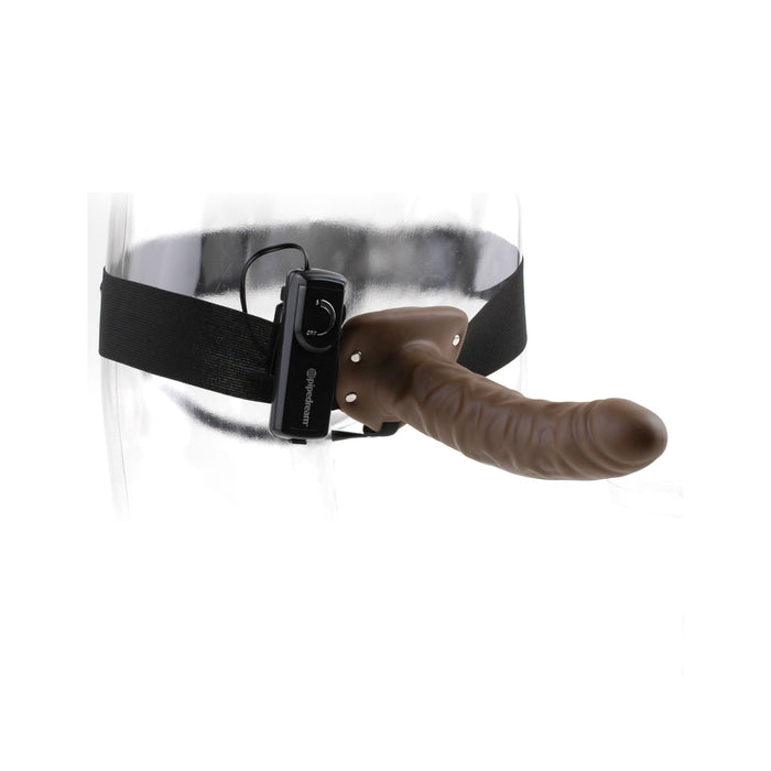 8-inch Hollow Strap On Brown Vibrating - Sextoys for Men Intimates Adult Boutique