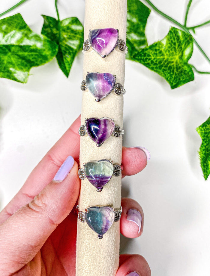 Fluorite Heart Ring (adjustable)