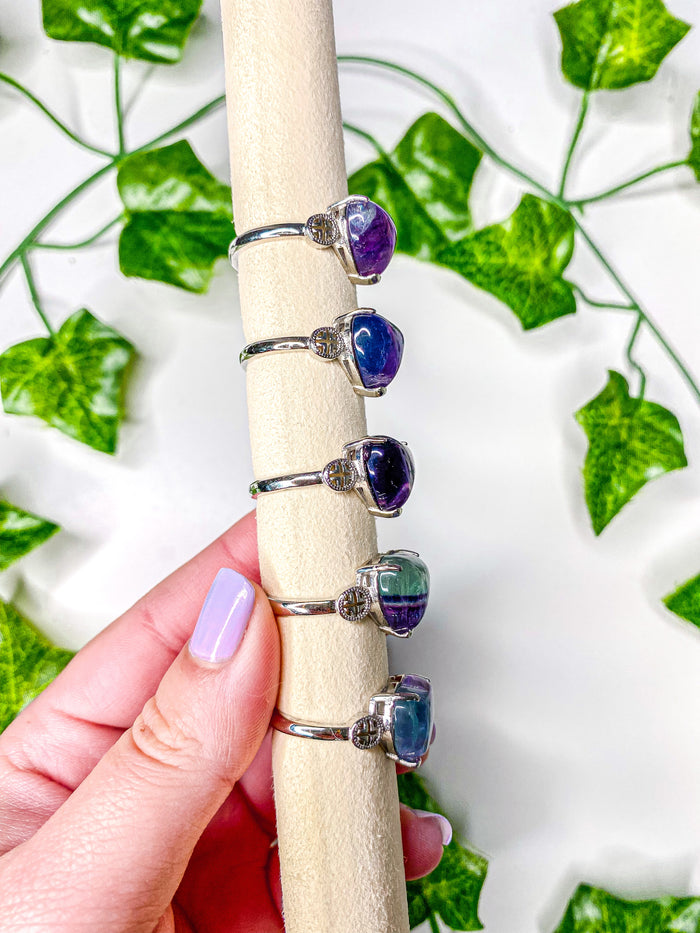 Fluorite Heart Ring (adjustable)