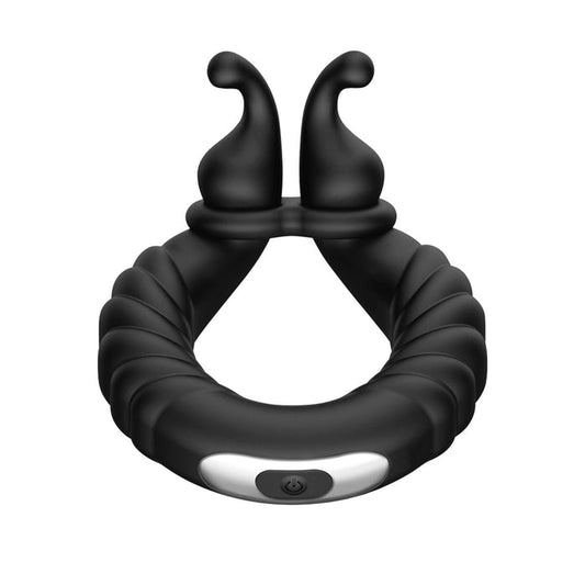 FORTO F-24 Textured Vibrating C-Ring - Black Intimates Adult Boutique