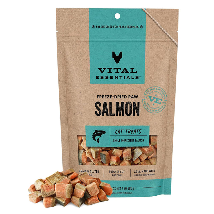 Vital Essentials Freese-Dried Raw Salmon Cat treats 3oz package