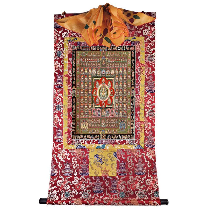 Garbha-dhatu-mandala - Tibetan thangka painting, detailed view