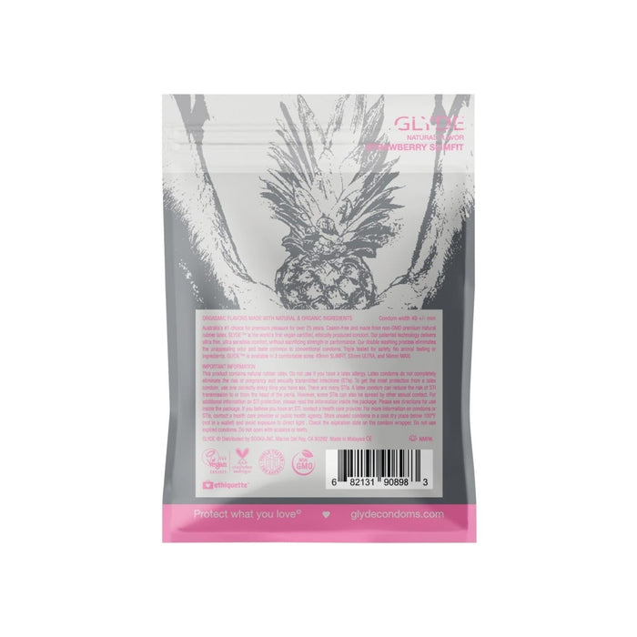 Glyde Slimfit Organic Strawberry Condoms 4pk Intimates Adult Boutique