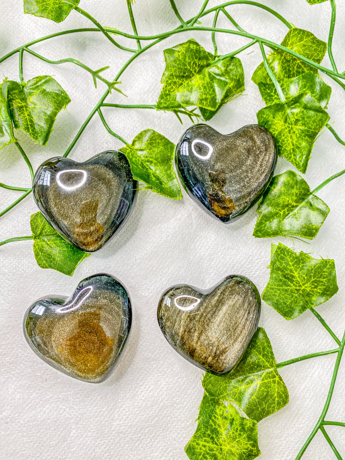 Gold Sheen Obsidian Heart