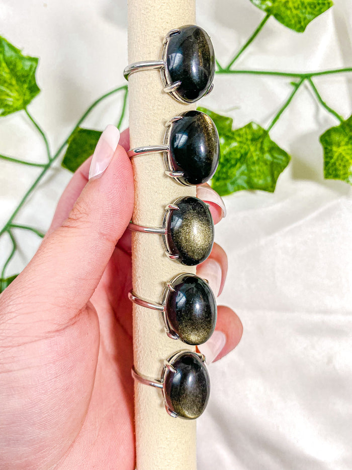 Gold Sheen Obsidian Ring (adjustable)