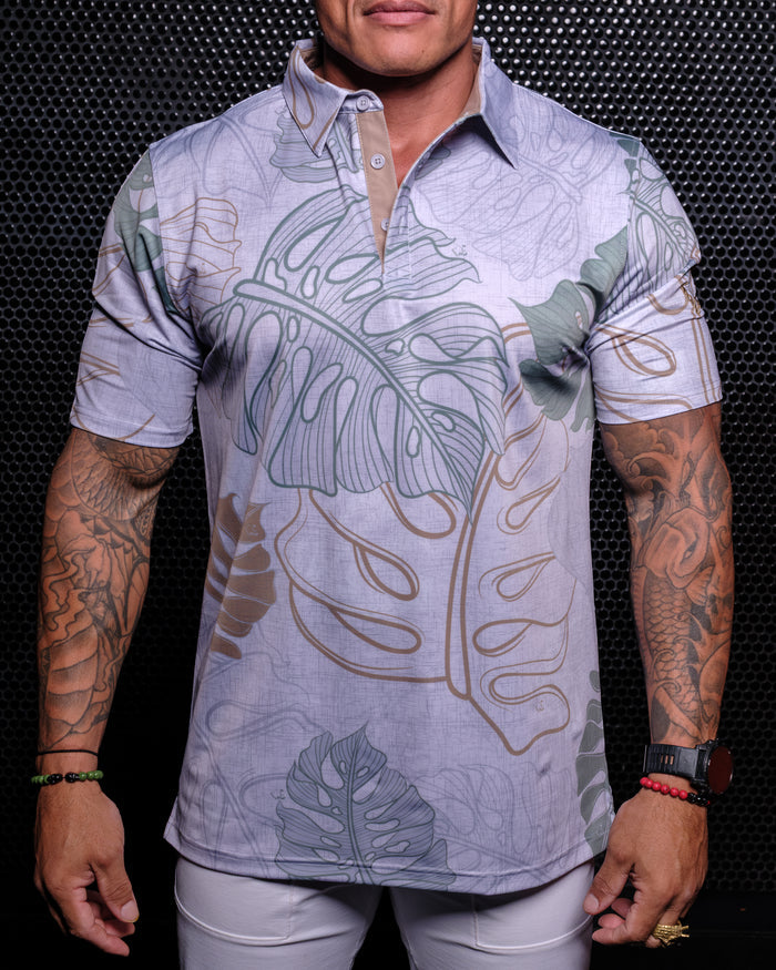 "Golden Era" - OGA Men's Polo - Heather Gray / Greens
