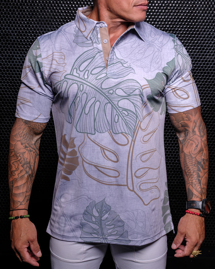 "Golden Era" - OGA Men's Polo - Heather Gray / Greens