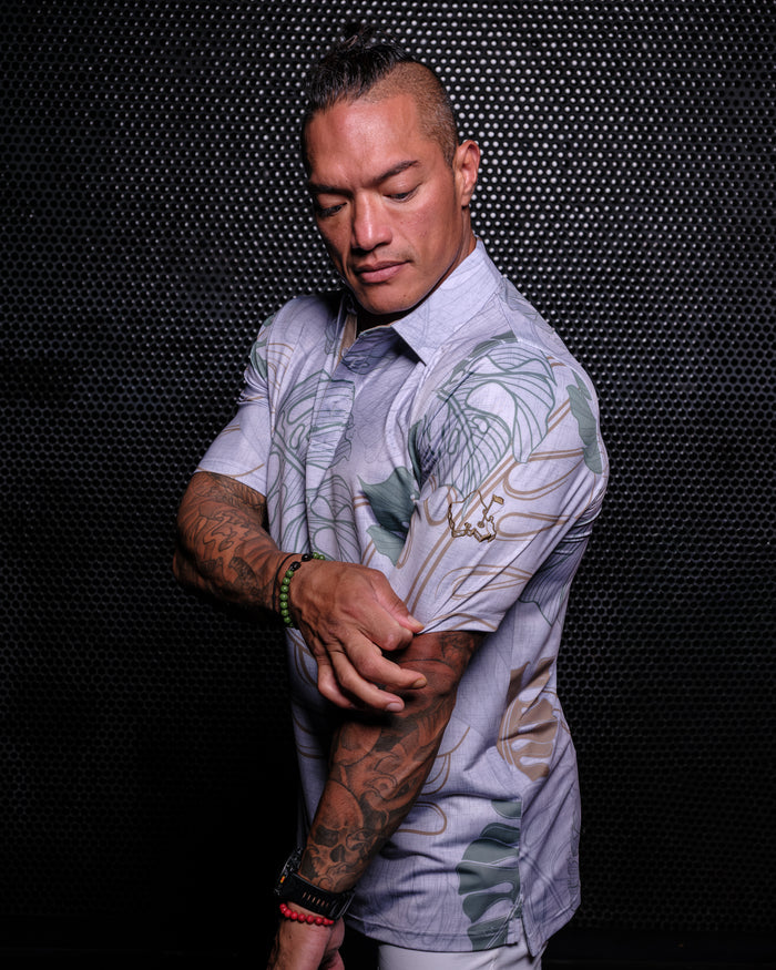 "Golden Era" - OGA Men's Polo - Heather Gray / Greens
