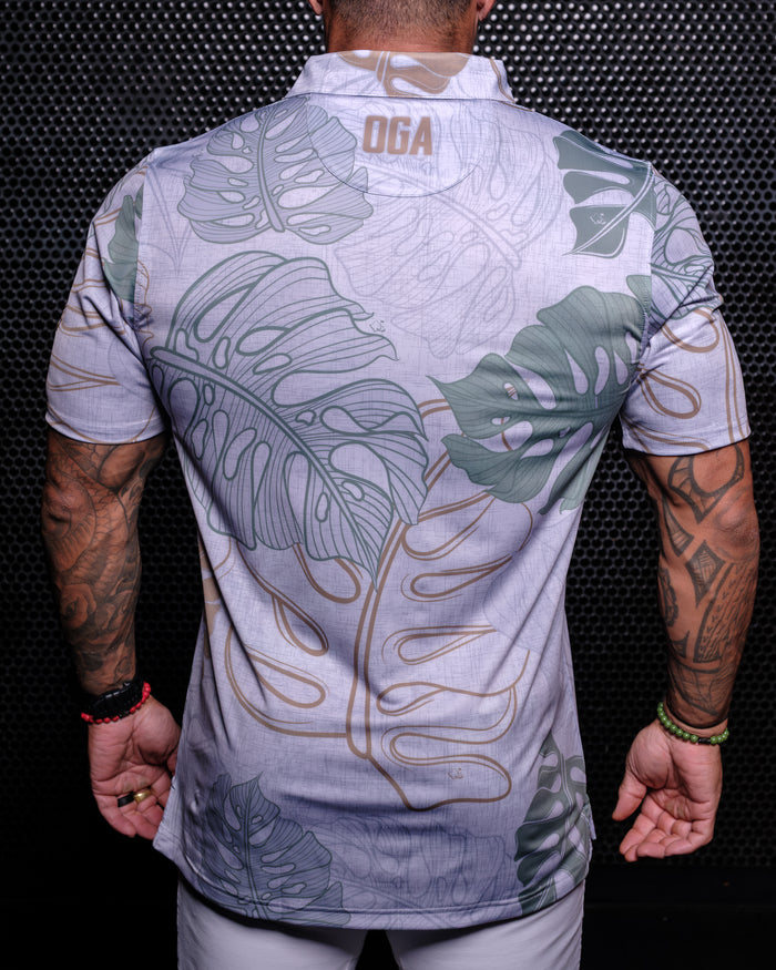 "Golden Era" - OGA Men's Polo - Heather Gray / Greens