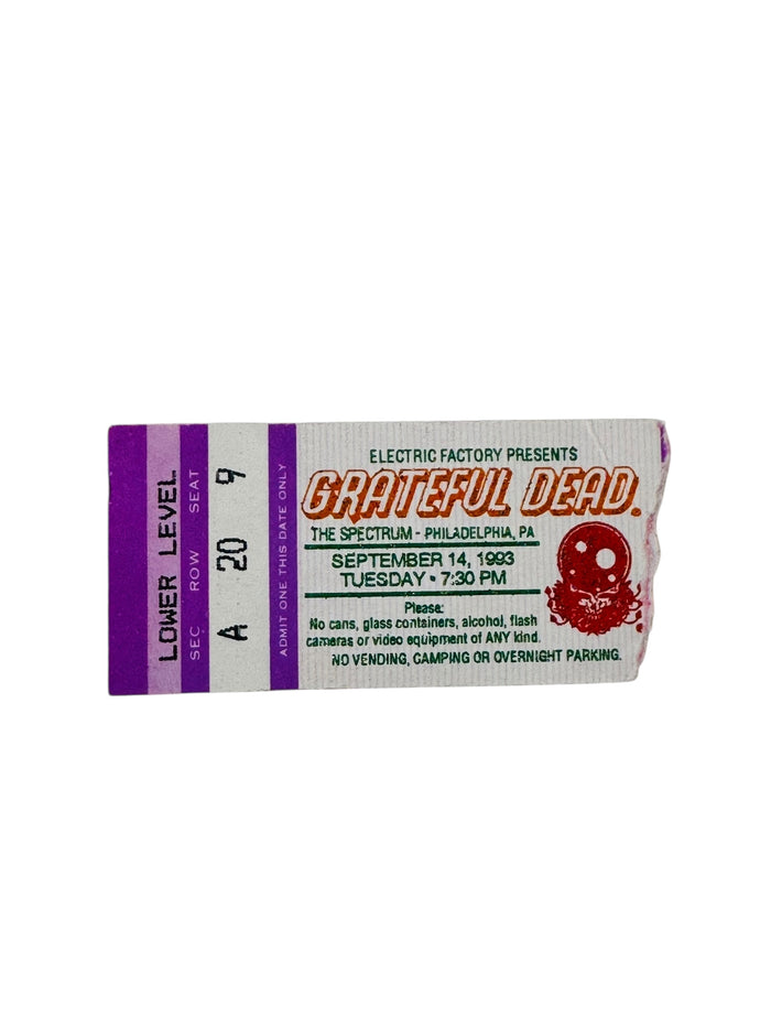 GRATEFUL DEAD VINTAGE 1993 PHILADELPHIA SPECTRUM TICKET 9/14/93