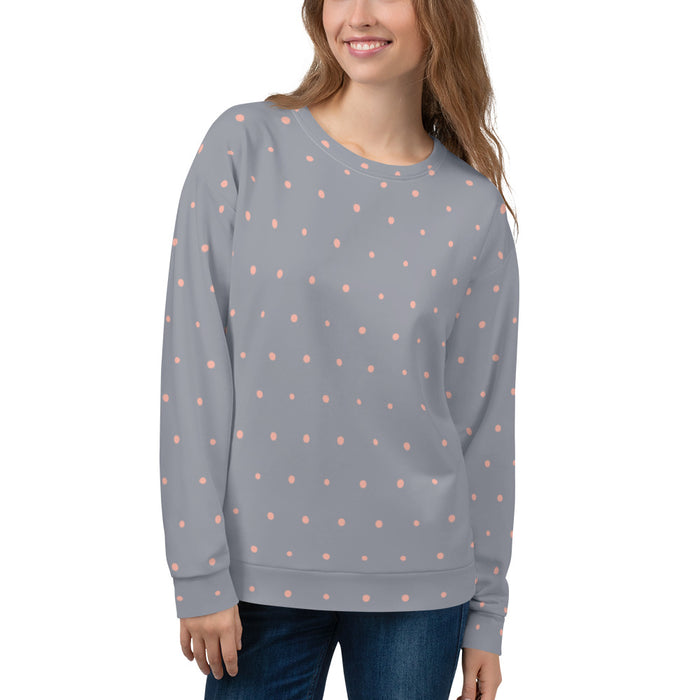 Gray & Pink Polka Dot Sweatshirt - Bloom Seventy Seven