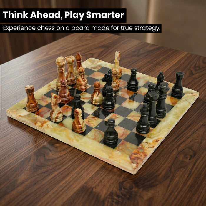 Elegant Green Onyx and Black Chess Set 12 inches