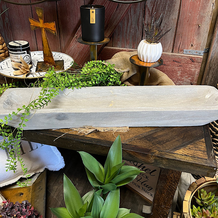 Grey Paulownia Wood Rectangle Tray - CB