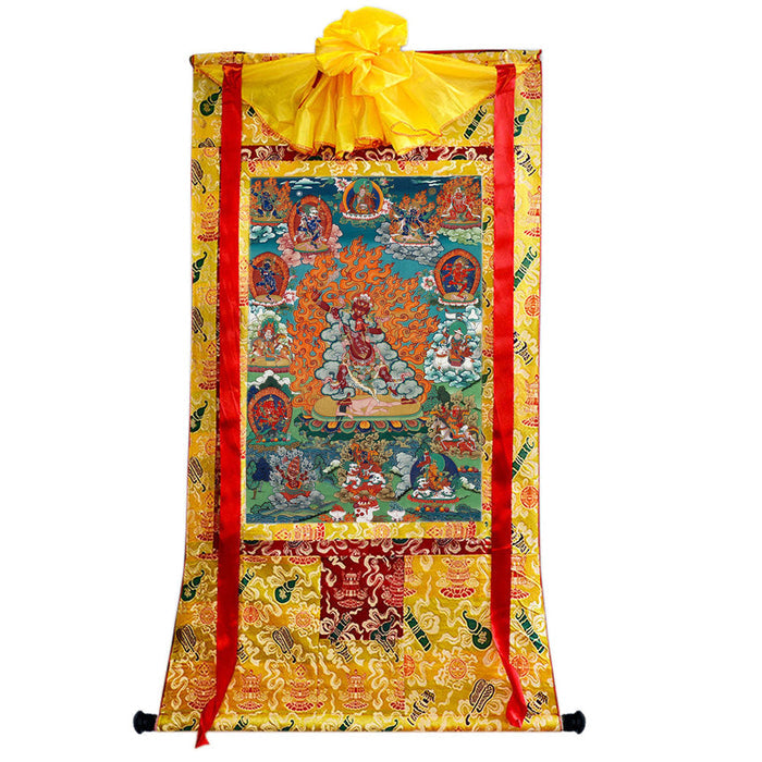 2766-唐卡-HBMT-070莲师愤怒相-老-300dpi - Tibetan thangka painting, close-up detail