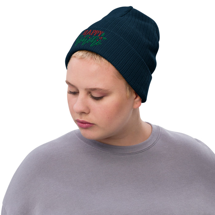 Happy Ho Ho Ho Christmas Recycled Cuffed Beanie