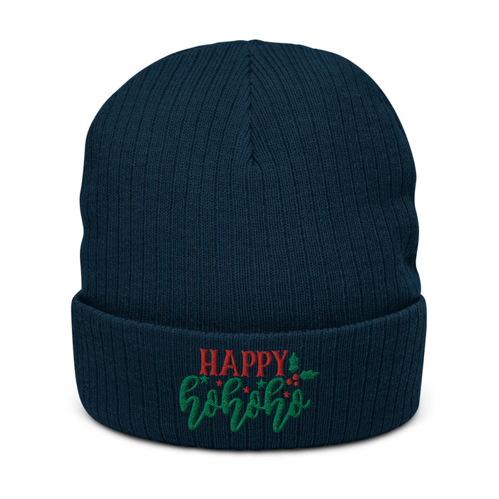 Happy Ho Ho Ho Christmas Recycled Cuffed Beanie