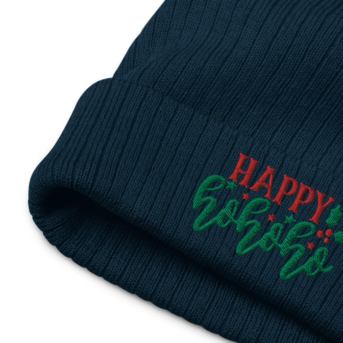 Happy Ho Ho Ho Christmas Recycled Cuffed Beanie