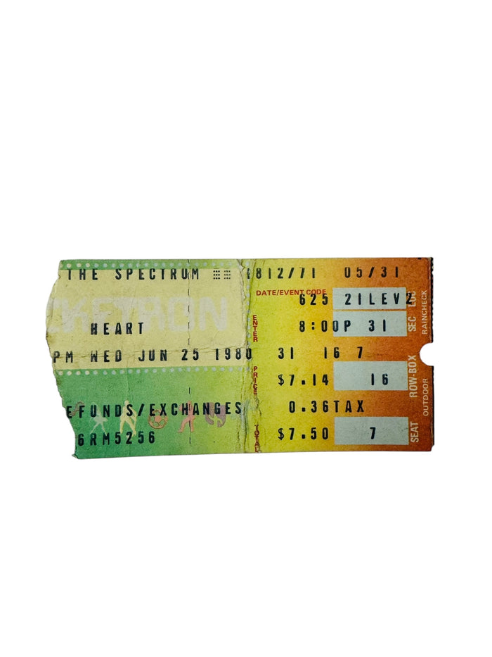 HEART VINTAGE 1980 PHILADELPHIA SPECTRUM TICKET 6/25/1980