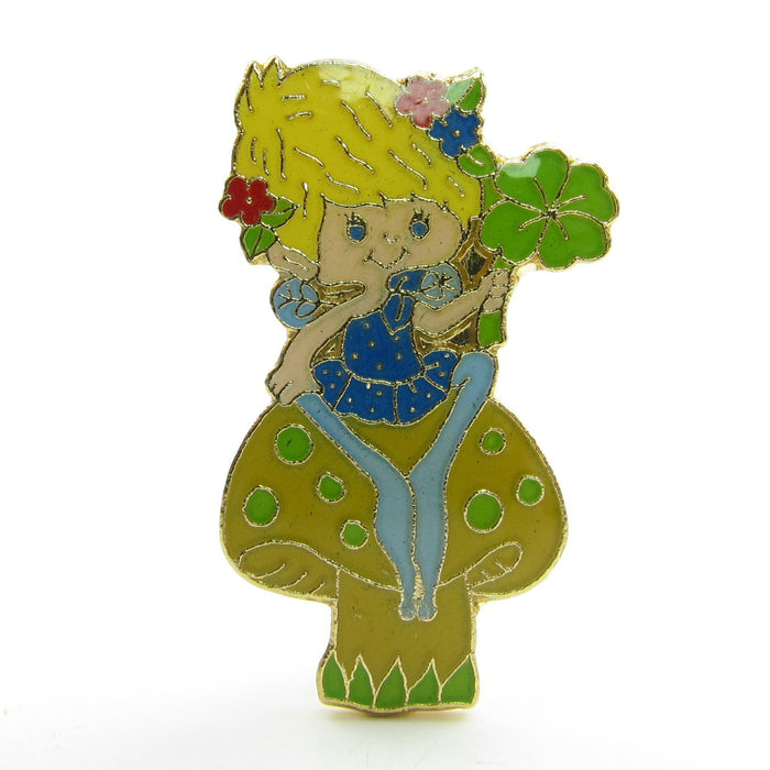 Herself the Elf pin with Herself sitting on Mushroom