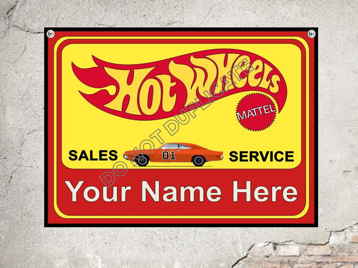 hot wheels vintage retro reproduction metal sign add your name