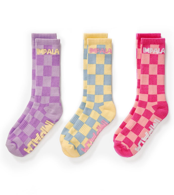 Impala Skate Socks 3 pk - Check