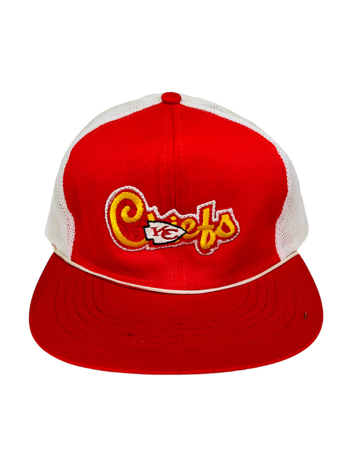 KANSAS CITY CHIEFS VINTAGE 1980'S MESH SNAPBACK ADULT HAT M / L