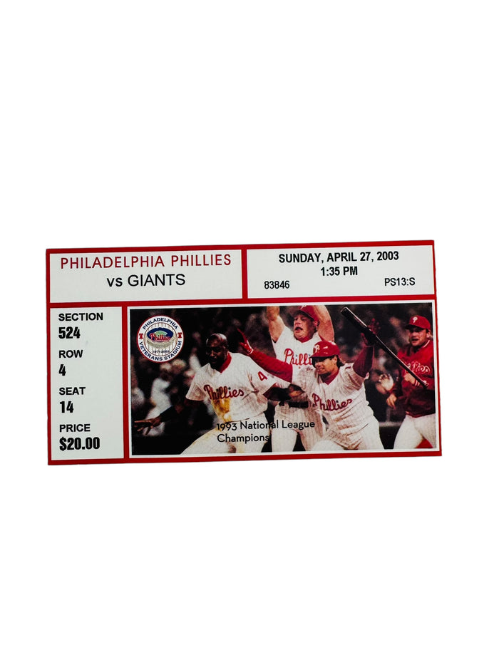 KEVIN MILLWOOD PHILADELPHIA PHILLIES 2003 NO-HITTER TICKET APRIL 27, 2003