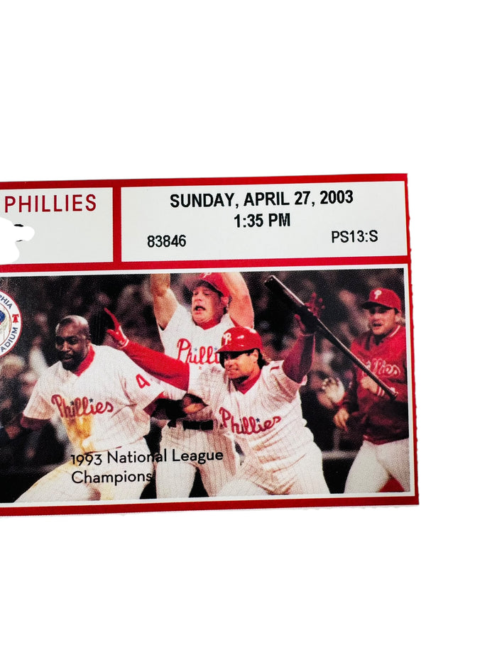 KEVIN MILLWOOD PHILADELPHIA PHILLIES 2003 NO-HITTER TICKET APRIL 27, 2003