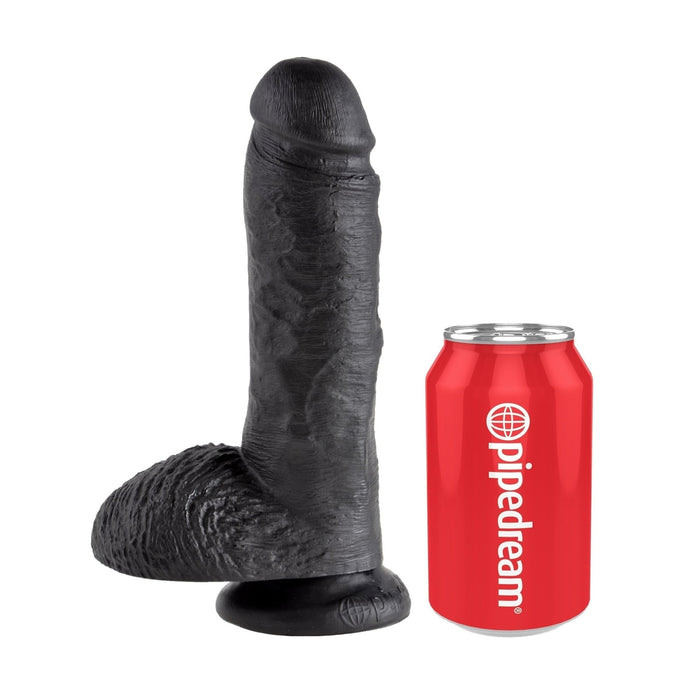 King Cock 8 In Cock W-balls Black Intimates Adult Boutique