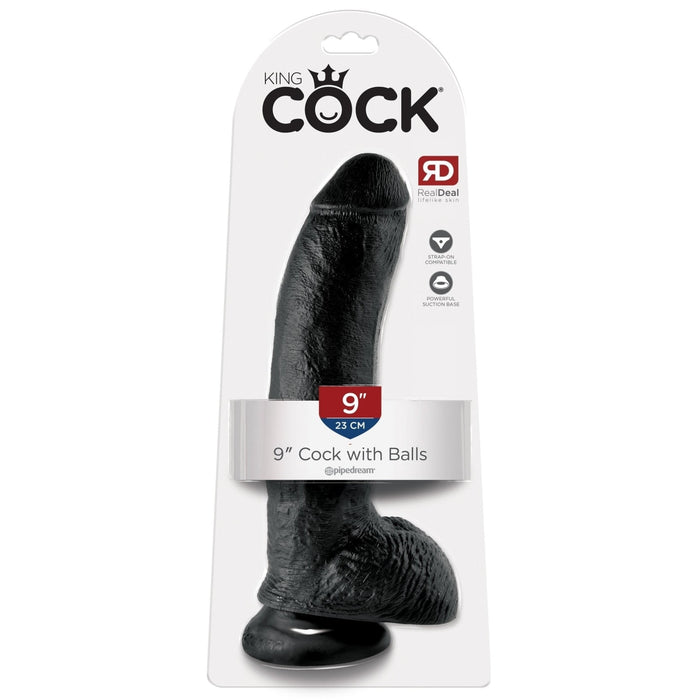 King Cock 9 In Cock W-balls Black Intimates Adult Boutique