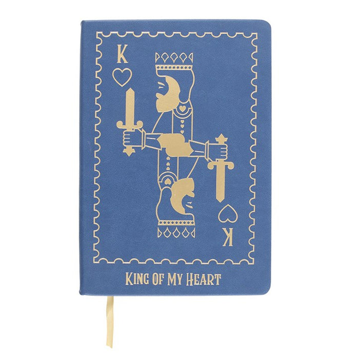king of my heart notebook front view showing gold playing card artwork