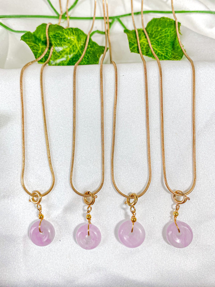 Kunzite Donut Pendant Necklace