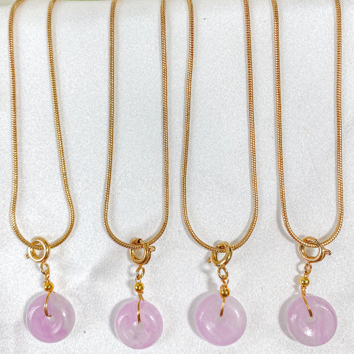Kunzite Donut Pendant Necklace