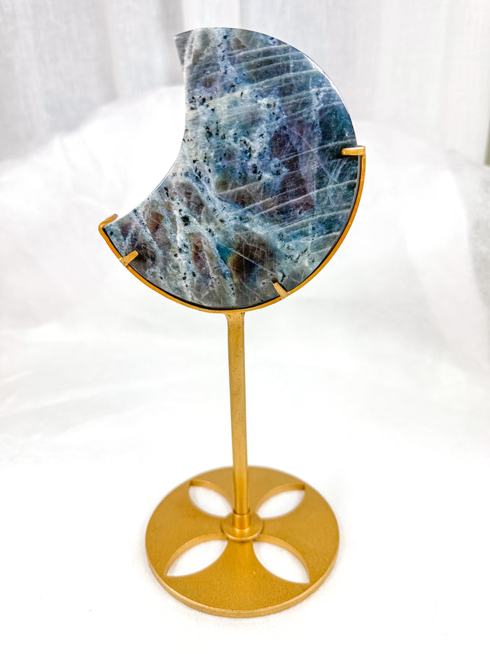 Labradorite Moon on Stand (82O)