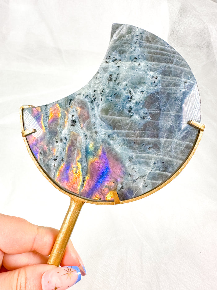Labradorite Moon on Stand (82O)