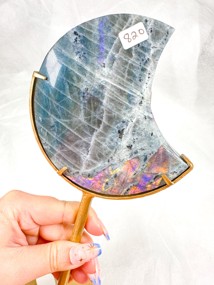 Labradorite Moon on Stand (82O)