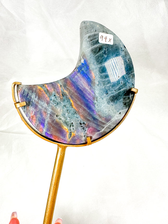 Labradorite Moon on Stand (94X)