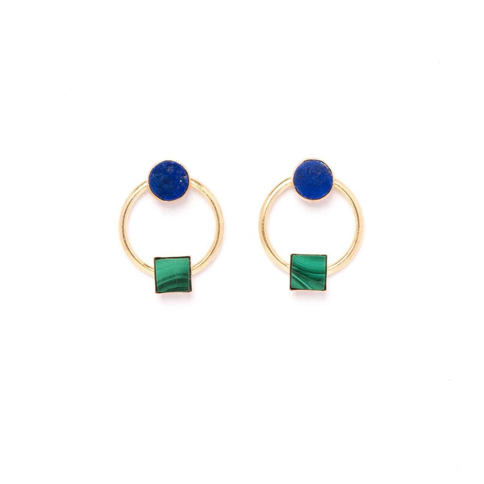 Lapis + Malachite Duality Earrings