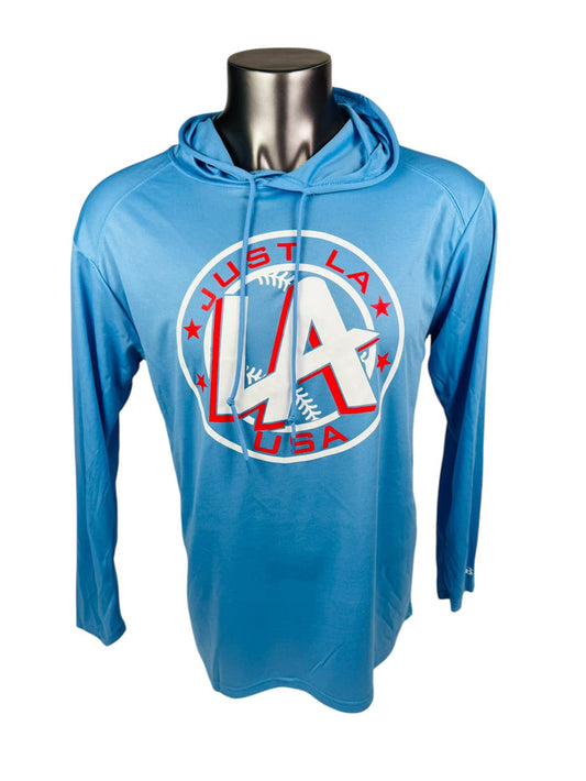 LARRY ANDERSEN JUST LA DRY-FIT HOODIE LONG SLEEVE ADULT SHIRT