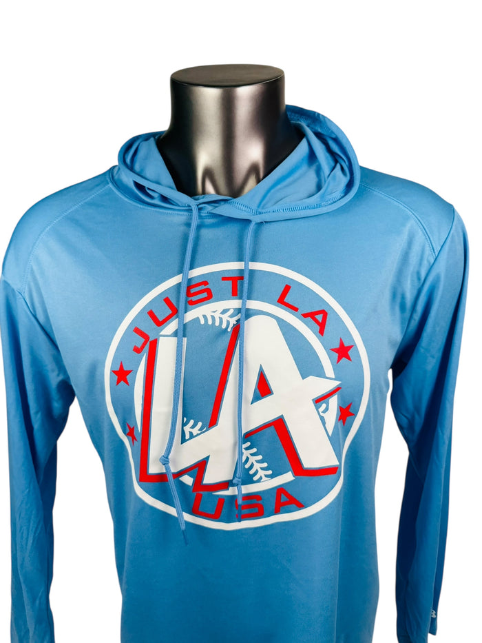 LARRY ANDERSEN JUST LA DRY-FIT HOODIE LONG SLEEVE ADULT SHIRT