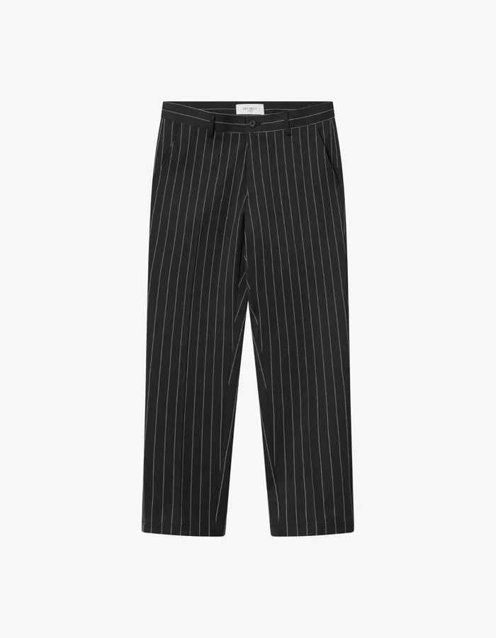 Les Deux - Como Reg Pinestripe Wool Mélange Suit Pants - Grey Melange/Ivory-Pantalons et Shorts-LDM510115