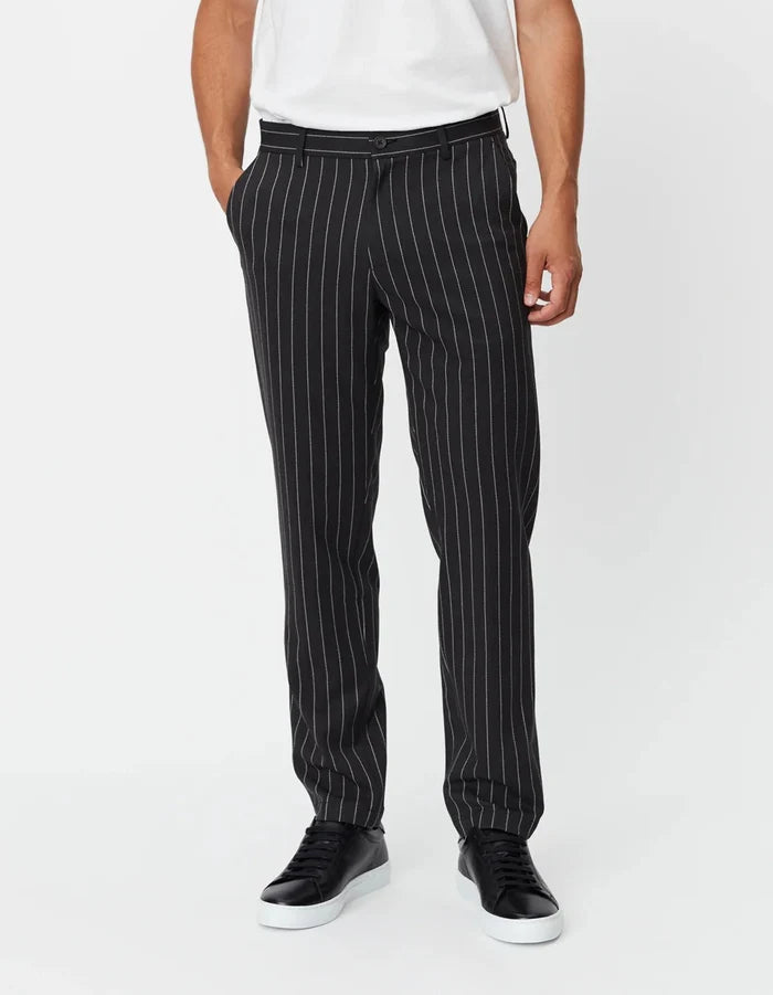 Les Deux - Como Reg Pinestripe Wool Mélange Suit Pants - Grey Melange/Ivory-Pantalons et Shorts-LDM510115