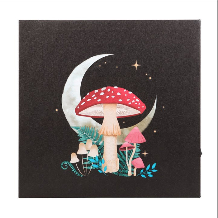 illuminated forest mushroom canvas wall art displaying mystical woodland design