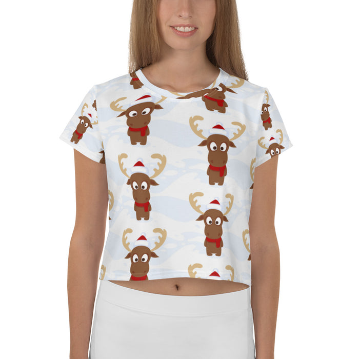 Little Reindeer Christmas Print Crop Tee - Bloom Seventy Seven
