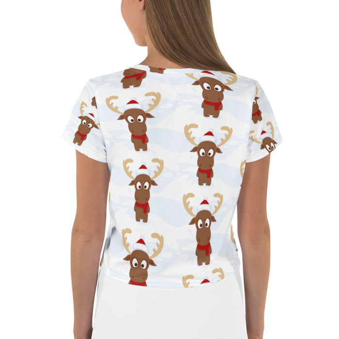 Little Reindeer Christmas Print Crop Tee - Bloom Seventy Seven