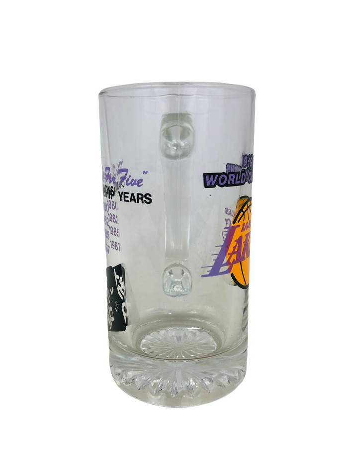 LOS ANGELES LAKERS VINTAGE 1987 WORLD CHAMPIONS GLASS BEER MUG